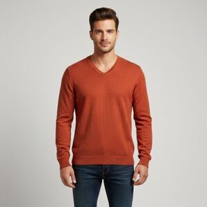 Marc Antony Burnt Orange V-Neck Sweater Size Medium